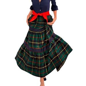 GRETCHEN SCOTT Designs NWT Ipanema Plaid Tiered Skirt Size Large in Green Plaid